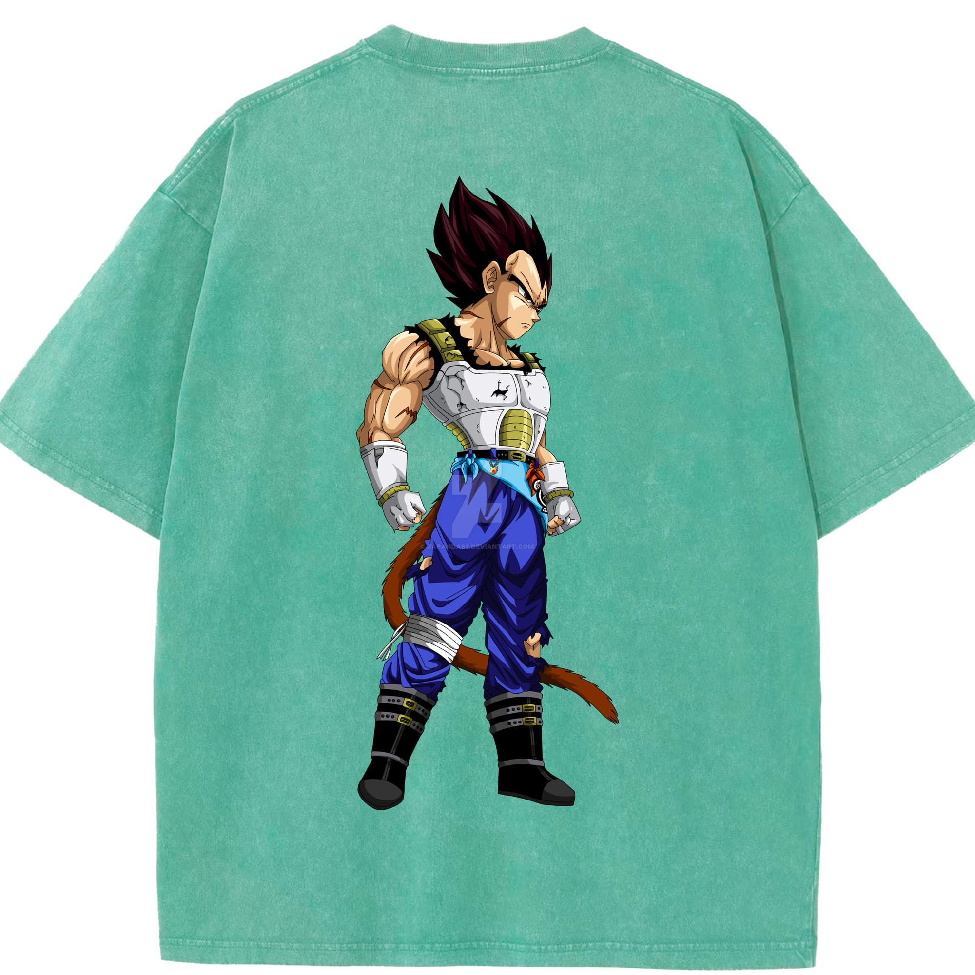 （画像用） ドラゴンボール ベジータ四世（Bejīta Yonsei）DRAGON BALL Vegeta IV 綿100% ヴィンテージ風 半袖Tシャツ（背面プリント）
